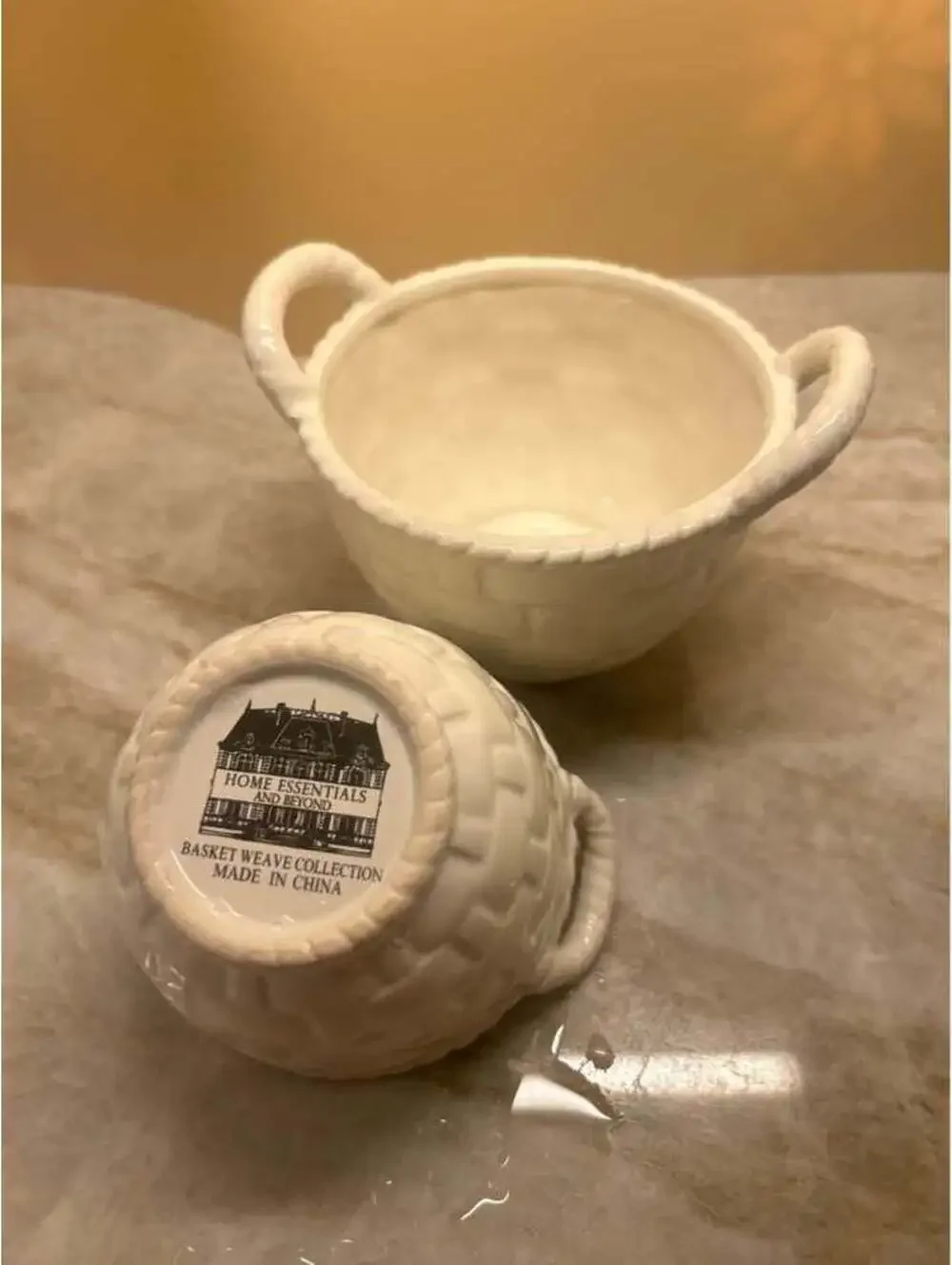 Home Essentials Basket Weave Ceramic Baskets Set of 2